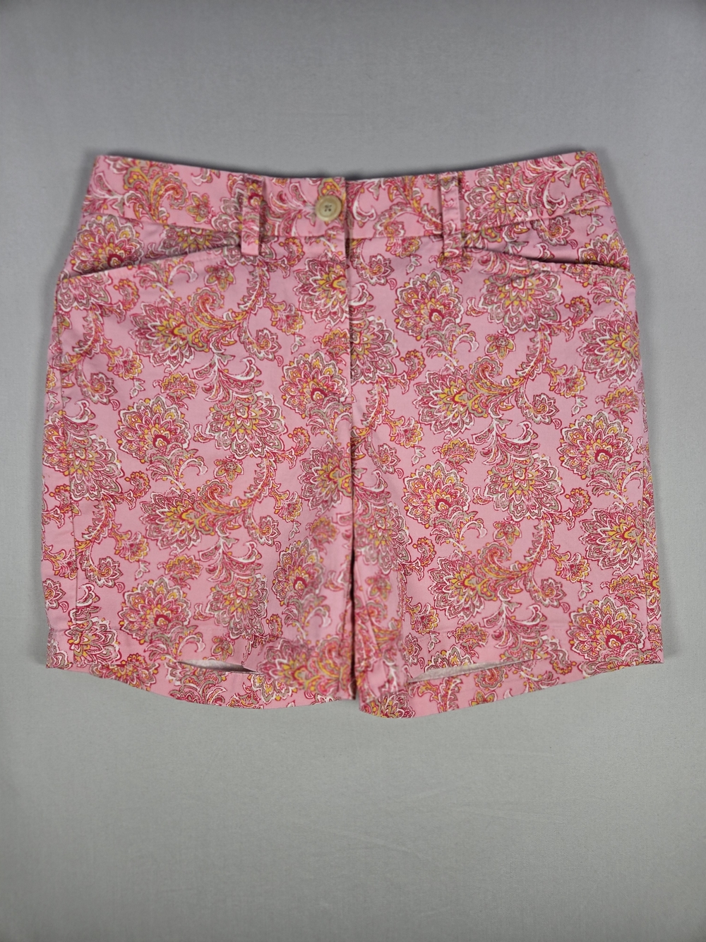 Lands' End Pink Paisley Preppy Floral Chino Shorts Size 4